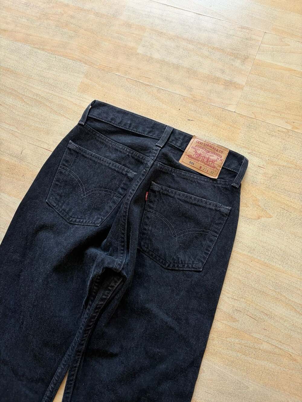 Levi's 501 xx 90s made in USA Straight Leg Jeans Size W27 L32 Black Denim - Picture 6 of 8